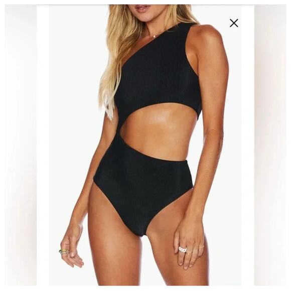 Beach Riot Celine Cutout One-Shoulder Swimsuit - Black - M - Picture 4 of 7